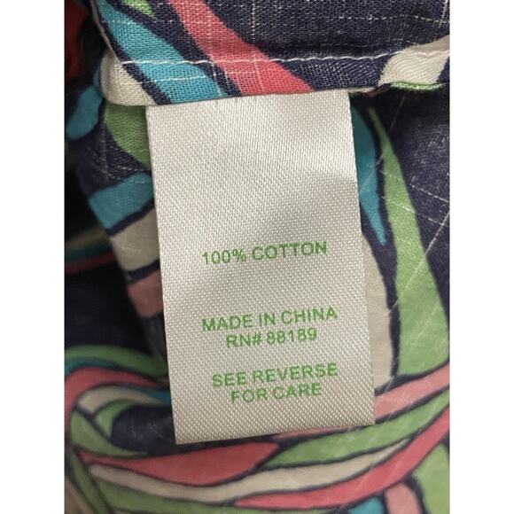 Lilly Pulitzer V-neck Rope Print Blouse Top Women Size Medium Blue Pink Cotton - Picture 6 of 7